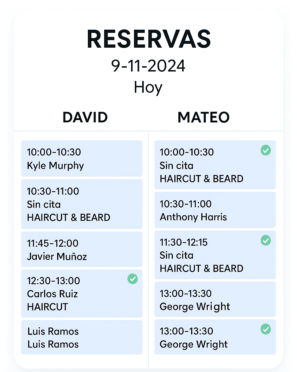 Calendario diario para trabajadores